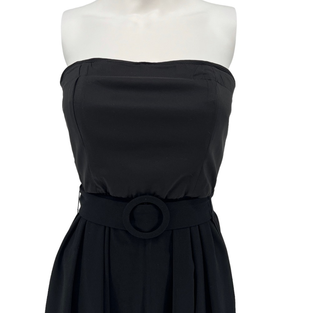 Nicholas Black Crepe Strapless Wide Leg Jumpsuit Size 4 - Picture 5 of 12